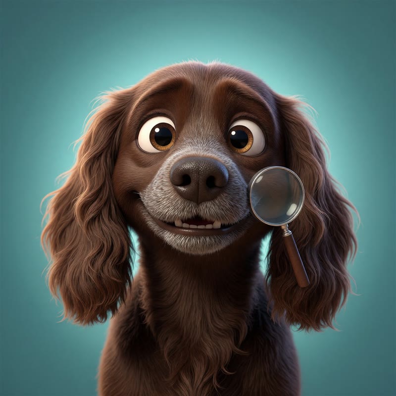 Coco, a 3D cartoon chocolate cocker spaniel